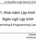 Bài giảng Tin học lớp 11 bài 1: Khái niệm lập trình & ngôn ngữ lập trình