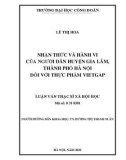 Luận văn Thạc sĩ Xã hội học: Nhận thức và hành vi của người dân huyện Gia Lâm, thành phố Hà Nội đối với thực phẩm VietGAP