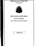 Bài giảng Quản trị học: Phần 1 - Trường ĐH Võ Trường Toản