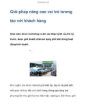 Giải pháp nâng cao vai trò tương tác với khách hàng