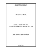 Luận án Tiến sĩ Quản lý kinh tế: Quản lý chuỗi cung ứng của các doanh nghiệp dệt may Việt Nam