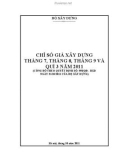 CHỈ SỐ GIÁ XÂY DỰNG THÁNG 7, THÁNG 8, THÁNG 9 VÀ QUÍ 3 NĂM 2011 (CÔNG BỐ THEO QUYẾT ĐỊNH SỐ: 950/QĐ - BXD NGÀY 31/10/2011 CỦA BỘ XÂY DỰNG)