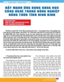 Đẩy mạnh ứng dụng khoa học công nghệ trong nông nghiệp nông thôn tỉnh Ninh Bình