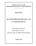 Tóm tắt Luận án Tiến sĩ Chính trị học: Quan hệ chính trị Việt Nam-Lào từ năm 2012 đến nay