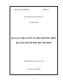 Luận văn thạc sĩ Quản lý công: Quản lý nhà nước về môi trường trên địa bàn thành phố Hồ Chí Minh