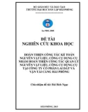 Đề tài nghiên cứu khoa học: Hoàn thiện công tác kế toán nguyên vật liệu, công cụ dụng cụ nhằm hoàn thiện công tác quản lý nguyên vật liệu, công cụ dụng cụ tại công ty cổ phần lai dắt và vận tải cảng Hải Phòng