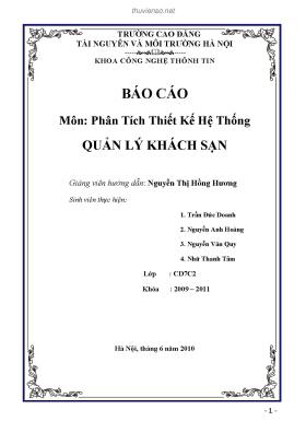 Báo cáo Phân tích thiết kế hệ thống - Quản lý khách sạn