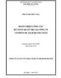 Tóm tắt Luận văn Thạc sĩ Quản trị kinh doanh: Hoàn thiện kế toán quản trị chi phí tại công ty cổ phần du lịch Quãng Ngãi