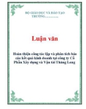 Luận văn: Hoàn thiện công tác lập và phân tích báo cáo kết quả kinh doanh tại công ty Cổ Phần Xây dựng và Vận tải Thăng Long