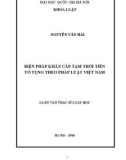 Luận văn Thạc sĩ Luật học: Biện pháp khẩn cấp tạm thời tiền tố tụng theo pháp luật Việt Nam