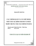 Tóm tắt luận án Tiến sỹ Kinh tế: Các chính sách và cơ chế nhằm thúc đẩy sự hình thành và phát triển trung tâm tài chính TP. HCM