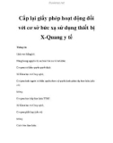 Cấp lại giấy phép hoạt động đối với cơ sở bức xạ sử dụng thiết bị X-Quang y tế