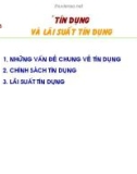 Bài giảng Lý thuyết Tài chính tiền tệ - Chương 8: Tín dụng và lãi suất tín dụng