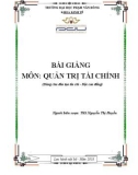 Bài giảng Quản trị tài chính - ĐH Phạm Văn Đồng