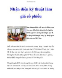 Nhận diện kỹ thuật làm giá cổ phiếu