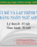 Bài giảng Lập trình và thiết kế web bằng ngôn ngữ ASP: Phần 2 - GV. Dương Khai Phong