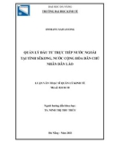 Luận văn Thạc sĩ Quản lý kinh tế: Quản lý đầu tư trực tiếp nước ngoài tại tỉnh Sê Kông, nước Cộng hòa Dân chủ nhân dân Lào