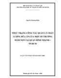 Luận văn Thạc sĩ Giáo dục học: Thực trạng công tác quản lý chất lượng bữa ăn của một số trường mầm non tại quận Bình Thạnh – TP.HCM