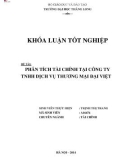 Khóa luận tốt nghiệp: Phân tích tình hình tài chính tại Công ty TNHH Dịch vụ Thương mại Đại Việt