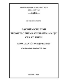 Khóa luận tốt nghiệp: Đặc điểm chủ tình trong tác phẩm Lan trì kiến văn lục của Vũ Trinh