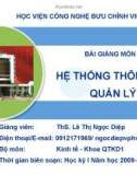 Bài giảng Hệ thống thông tin quản lý (ThS. Lê Thị Ngọc Diệp) - Chương 6: Các hệ thống thông tin tích hợp