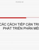 CÁC CÁCH TIẾP CẬN TRONG PHÁT TRIỂN PHẦN MỀM