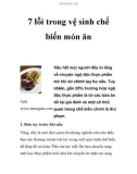 7 lỗi trong vệ sinh chế biến món ăn