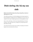 Dinh dưỡng cho bà mẹ sau sinh