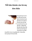 Nỗi băn khoăn của bà mẹ đơn thân Một người bạn của tôi ở Mỹ, hiện giờ