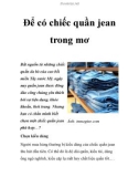 Để có chiếc quần jean trong mơ