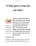 13 thói quen rất có hại cho sức khỏe