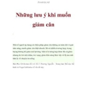 Những lưu ý khi muốn giảm cân