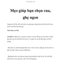 Mẹo giúp bạn chọn cua, ghẹ ngon