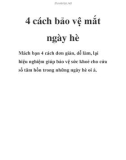 4 cách bảo vệ mắt ngày hè