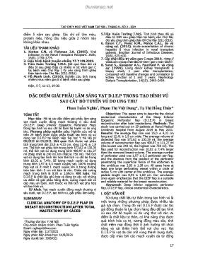 Đặc điểm giải phẫu lâm sàng vạt D.I.E.P trong tạo hình vú sau cắt bỏ tuyến vú do ung thư