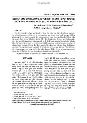 Nghiên cứu định lượng acyclovir trong huyết tương chó bằng phương pháp sắc ký lỏng hiệu năng cao