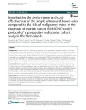 Investigating the performance and costeffectiveness of the simple ultrasound-based rules compared to the risk of malignancy index in the diagnosis of ovarian cancer (SUBSONiC-study): Protocol of a prospective multicenter cohort study in the Netherlands