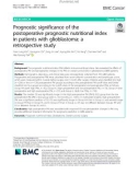 Prognostic significance of the postoperative prognostic nutritional index in patients with glioblastoma: A retrospective study