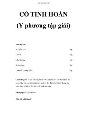 CỐ TINH HOÀN (Y phương tập giải)