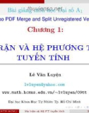 Bài giảng môn Đại số A1 - Lê Văn Luyện