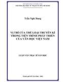 Luận văn Thạc sĩ Văn học: Vị trí của thể loại truyền kì trong tiến trình phát triển của Văn học Việt Nam