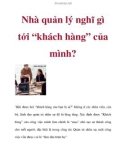 Nhà quản lý nghĩ gì tới 'khách hàng' của mình?