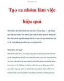 Tạo ra một nhóm làm việc hiệu quả