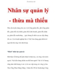 Nhân sự quản lý - thừa mà thiếu