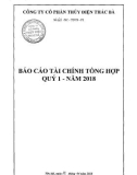 Báo cáo tài chính tổng hợp quý 1 năm 2018 - Công ty Cổ phần Thủy điện Thác Bà