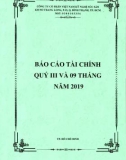 Báo cáo tài chính quý 3 và 9 tháng đầu năm 2019 - Công ty cổ phần Việt Nam Kỹ nghệ Súc sản