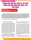 Nghiên cứu văn hóa công sở và thực trạng tại ngân hàng nhà nước tỉnh Bắc Giang