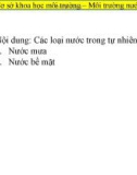 Bài giảng Cơ sở khoa học môi trường: Môi trường nước - Nguyễn Thanh Bình (p6)