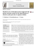 Beneficial role of ZnO photocatalyst supported with porous activated carbon for the mineralization of alizarin cyanin green dye in aqueous solution