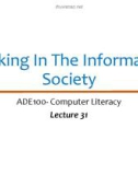 Lecture Computer literacy - Lecture 31: Working in the information society